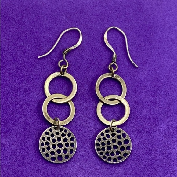 💛 Sterling Silver Geometric Drop Earrings - Picture 4 of 4